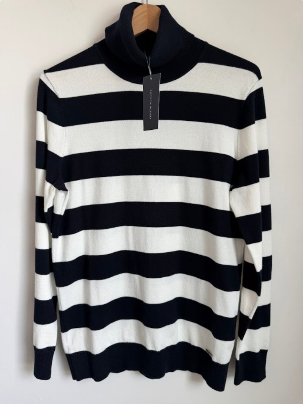 NWT Tommy Hilfiger Striped Turtleneck Sweater Cotton Blend Size L